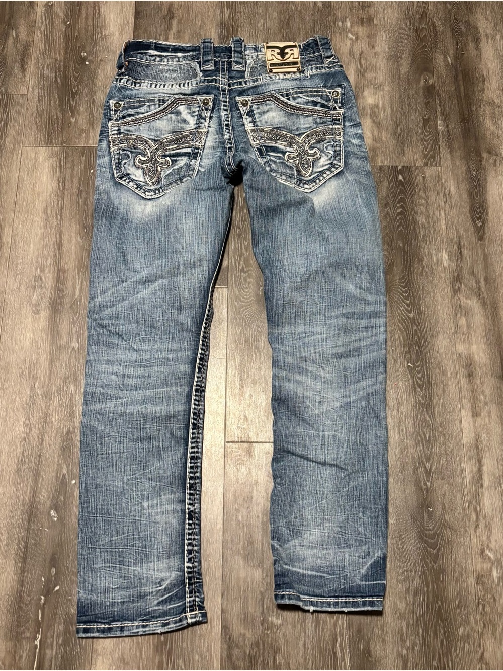 Mens Rock Revival Jeans Dimitri Straight Sz 28 Denim Y2K grunge